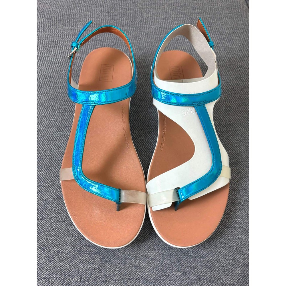FitFlop Pippa Iridescent Scale Back-Strap Sandals Sea Blue BK7-641-040 Womens 6